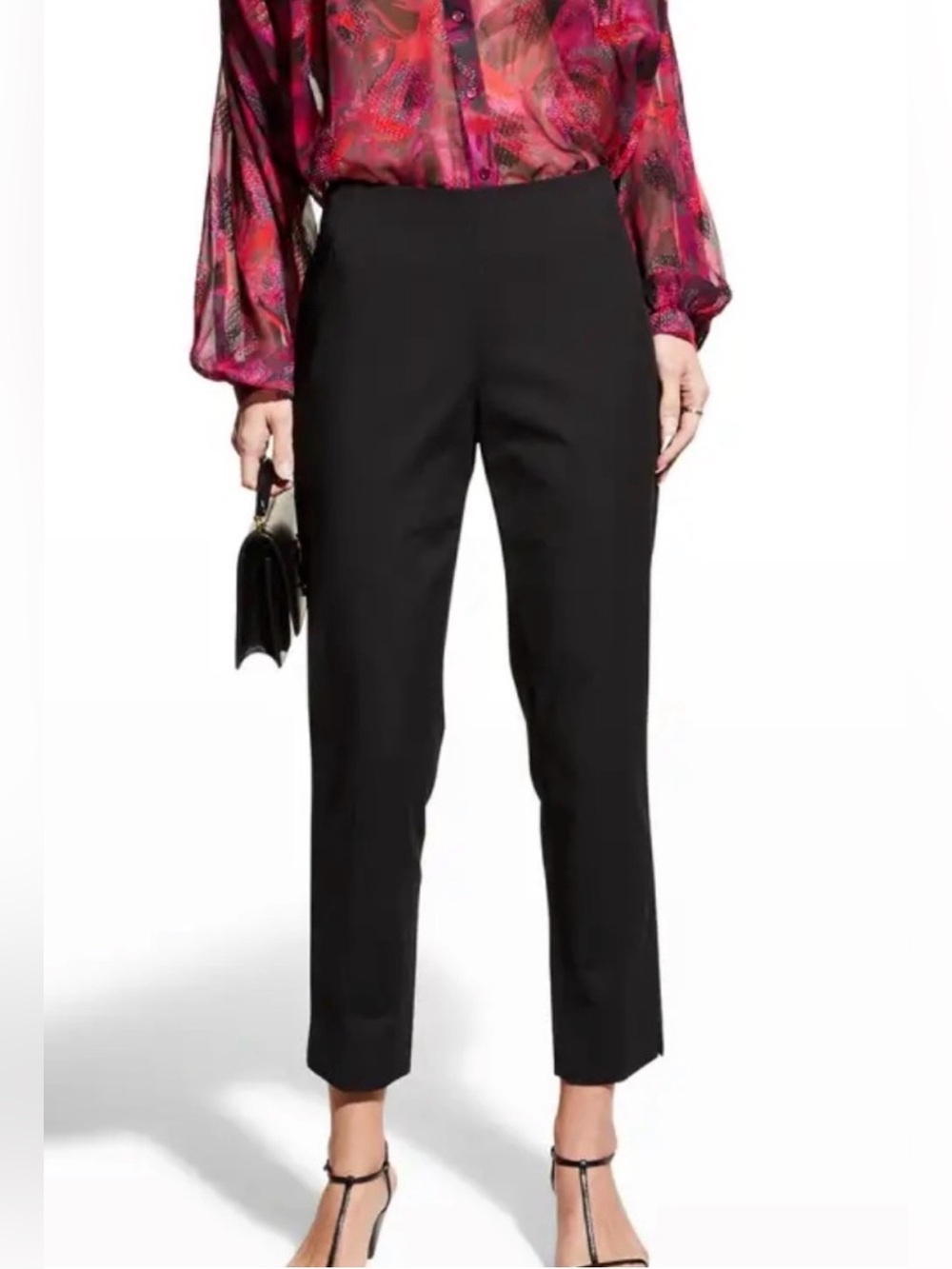 Lafayette 148 Stanton Black Techno Stretch Slim Ankle Pants Size 6 EUC